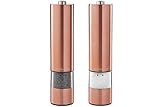 Andrew James Electric Salt and Pepper Grinder Set, Battery-Powered Pepper Mill with One-Touch Operation, Adjustable Coarseness & LED Light, Refillable Ceramic Salt, Pepper and Spice Grinder