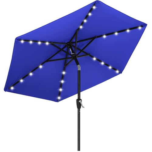 Image of ABCCANOPY Durable Solar Led Patio Umbrellas with 24LED Lights 7.5FT (Royal Blue)