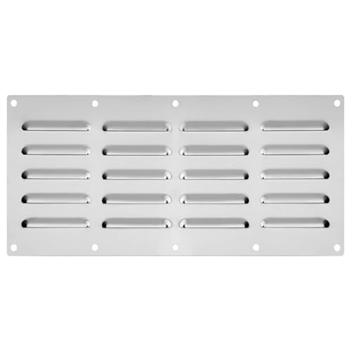 Vilgftyiet Pannello di ventilazione in acciaio inox per accessori per grill, bracieri in muratura e cucine all'aperto, acciaio inossidabile 304, 34,3 x 13,3 cm, argento