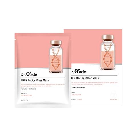 DR.ORACLE PDRN Recipe Clear Mask, Skin-fitting sheet mask PDRN, hyaluronic acid, special self care, moist, rejuvenation, vitalizing, 500ppm, 180ml (6,1 fl. oz.), 1 box - 10 sheets Cover