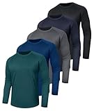 LalaHooK 5 Pack Long Sleeve Shirts for Men - UV Sun Protection Quick Dry Full Sleeve T-Shirts for Fishing Hiking Traveling