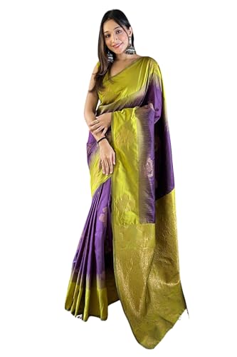Image of SGF11- Women's Kanjivaram Woven Soft Silk Saree With Blouse Piece