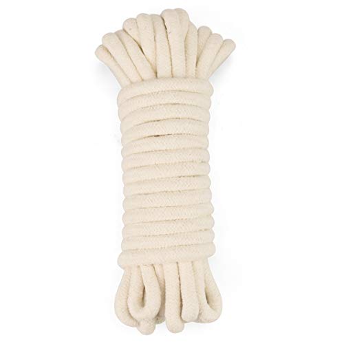 Enenes Craft Rope 1/4 INCH Braided Rope Cotton Rope 65 Feet Clothesline All Purpose Braided Cord for DIY Rope Basket/Mat as Candle Replacement Wick Self Watering Rope for Potted Plants (6MM, 65 Feet) - Thumbnail 2