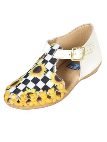 Artisanal Mexican Sandals Leather White/Yellow