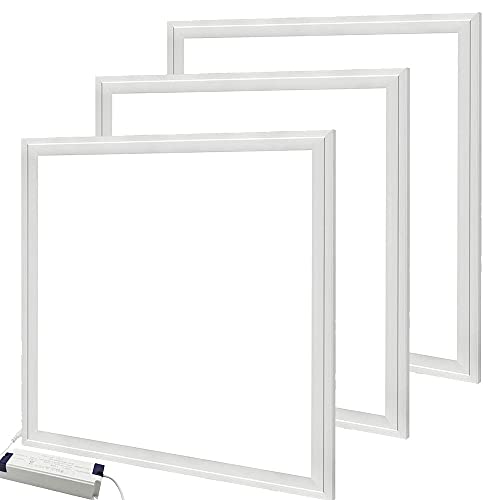 Manningham Lighting LED Panel Ceiling Light – Pack of 6 Square Led Panel Lights 600x600 - Recessed or Suspended 48W Led Light Panel Cool White 6000k - Ideal for Home, Office, and Shop