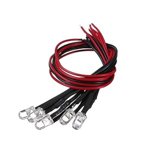 GETAJGHSD Bombillas Led Pre-lideradas 5 Mm 12v Amarillas, Precableadas Cable Flexible, Bajo Consumo Energético, Para Luces Led Coches y Juguetes Rc, Pack 10 Unidades