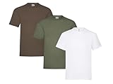 Fruit of the Loom Camiseta para hombre, paquete de 3 unidades, 1 bloc de notas blanco, 1 aceituna, 1 chocolate y 1 bloc de notas de compra, L