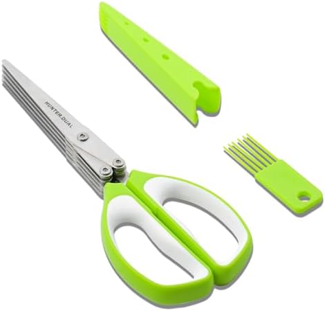 5 Blades Herb Scissors - Professional Kitchen Shears with Safety ...
