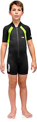 Cressi Kids Swimsuit Short Sleeve, Black/Lime, S