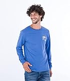 60% Baumwolle / 40% Polyester Hurley Herren Evd Explore The Outdoors Ls T-Shirt, Dunkelblau (Deep Aqua), L