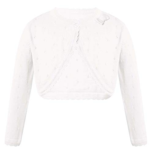 Kids Girls Cropped Cardigan Jacket Long Sleeve Button Closure Crochet Sweater Princess Dress Cover Up