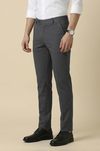 Image of Peter England Men's Premium Formal Stretchable Knit Super Slim Fit Trouser | Comfort Lycra | 360-Degree Stretch