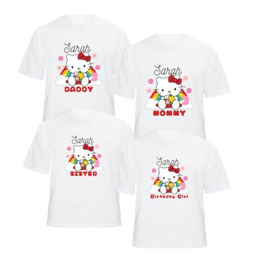 Custom personalized shirt Hello for birthday Girl, add name and age, matching family birthday4