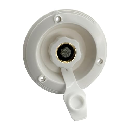 Image of RV City Water Inlet with Check Valve 3 /4'' NH Female to 1 /2'' NPT Male Thread RV Water Connection Fittings Replacement for Dust Plug RV Camper (White)