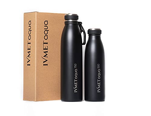 Ivmet Aqua Stainless Steel Double Wall Vacuum Insulated Drinking Bottle Flask Thermos Hydro Metal Reusable Canteen For Sport School Fitness Outdoor (Black Opal, 25.3 Oz/750 Ml) #TOP2