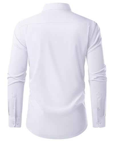 Men's Dress Shirts Long Sleeve Stretch Regular Fit Casual Formal Wedding Wrinkle Free Button Down Shirt with Pocket2