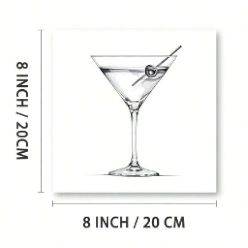 Impression sur toile cocktail Martini minimaliste 60x80 cm avec cadre noir salon