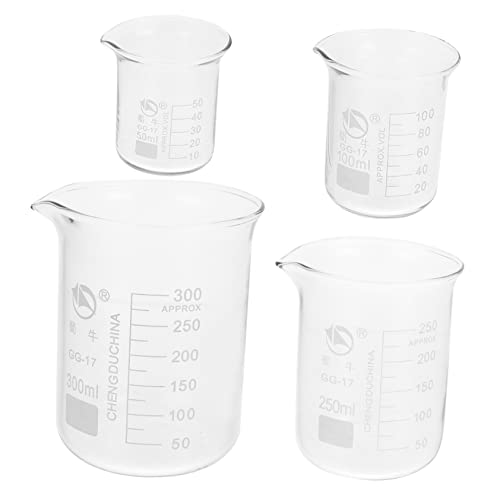 CIYODO Laboratory Glassware 4pcs Graduated Beakers Spout Measurement Tools for Ounces Easy to Clean