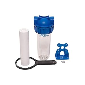 AQUATIP – 10 Zoll Filtergehäuse für Wasserfilter. Filtergehäuse 10 Zoll mit mechanischer Kartusche incl Halter und Schlüssel für die Haus Wasser Anschlüsse des Filters (Maße: 13 cm x 32 cm).