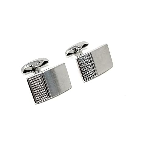 Men's Stainless Steel Cufflinks in Brushed Engine Turned Detail Finish Cover