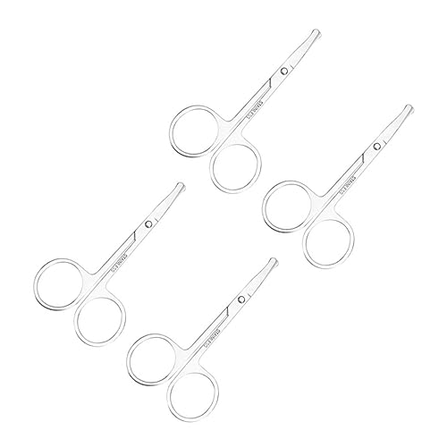Ipetboom 4pezzi Forbici Piccole Per Sopracciglia Peli Del Naso e Barba Testa Tonda Realizzate in Acciaio Inossidabile Per Uso Professionale e Domestico Adatte Per Rifinire e Modellare