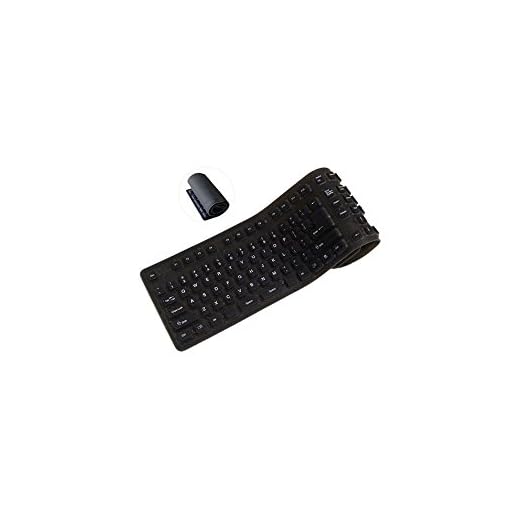 ProHT Foldable USB Wired Keyboard (70140), 109 Keys Silicone Soft Waterproof Keyboard for PC Notebook Laptop, Black