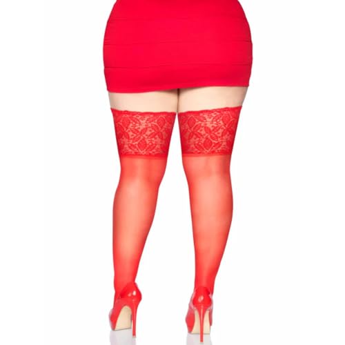 Image of Leg Avenue Women's Spandex Sheer Thigh Highs with Silicone Stay-Up Lace Top