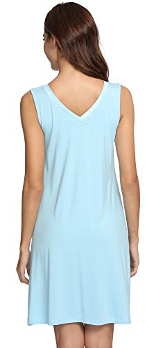 Image of GYS Cooling Bamboo Viscose Nightgowns for Women, Lightweight Sleeveless V Neck Sleep Shirt for Hot Sleepers, Soft Night dress