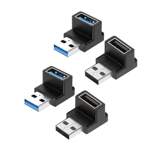 4 Pack adaptador USB 3.0 ángulo de 90 grados macho a hembra miniatura 1