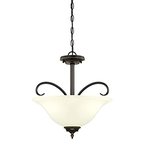 Exclusive Discount 60% Price Westinghouse Lighting 6304400 Harwell Three-Light Indoor Convertible Pendant/Semi-Flush Ceiling Fixture, Finish with Frosted Glass, Amber Rubbed Bronze