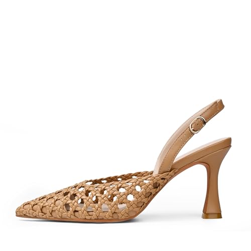 Women's Woven Slingback Heels Pointed Toe Pumps 3.5 in