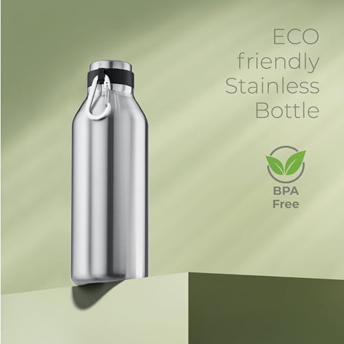 Image of SipX 32 oz Stainless Steel Insulated Water Bottle with Leakproof Lid & Carry Hook - Triple Insulated - Cold 24 Hours /Hot 12 Hours - Perfect for Gym, Work, Sports, Travel - Stainless
