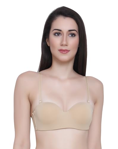 Image of GLAMORAS Women & Girls Demi Cup Bra | Nylon Spandex, Padded, Underwired Bra | Adjustable Detachable Straps, Low Coverage Demi Bra