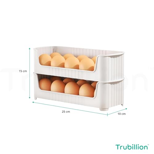 Image of EggNest Stackable Egg Tray Set of 3, 30 Egg Storage, 10 Slots Per Tray, Space-Saving Organizer for Fridge Side Door, Tabletop & Cabinet, BPA-Free, Durable, Detachable, Freezer Safe