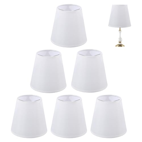 CHGCRAFT 6 pantallas pequeñas de repuesto para lámparas de araña de tela para lámparas colgantes, de mesa, pared y de pie, lino, 3.6 ~ 5.5 x 5.1 pulgadas