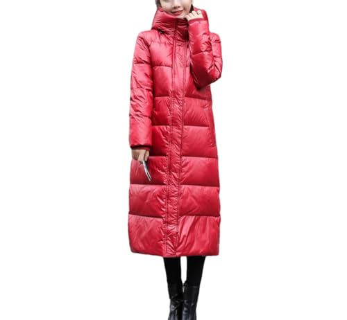 Manteau Long Duvet de Canard Blanc Haitpant Parka Capuche Hivernale Femme
