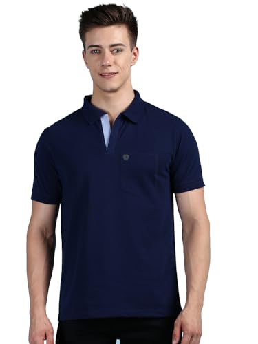 Image of Lux Cozi Men's Half Sleeve Soild Casual Regular Fit T-Shirt with Chest Pocket | Polo Tshirt for Men
