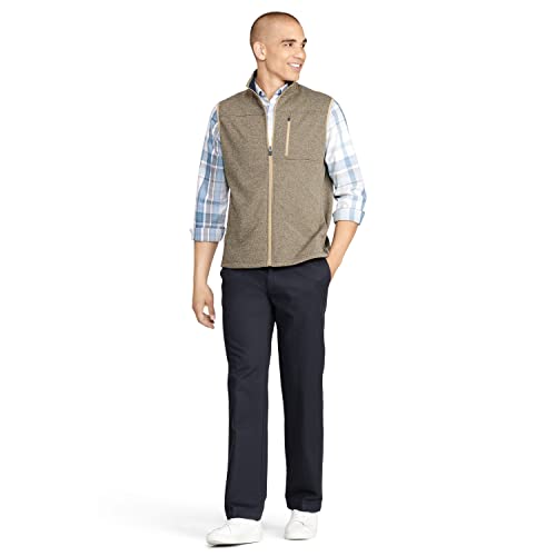 Izod Men's Advantage Performance Full Zip Sweater Fleece Vest, Camel Heather, Medium #TOP2