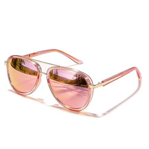 TJUTR TangleFree Aviator Sunglasses for Women & Men No-Snag TR90 Frame Polarized UV400 Protection Shades for Driving TS2610
