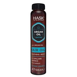 HASK Argan Oil Shine Oil Vial Repairing for All Hair Types, colour safe, gluten free, sulfate free, paraben free – 1 18mL Vial