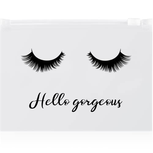 75 Pieces Eyelash Aftercare Packaging Bags Empty lash Makeup Cosmetic Bag Waterproof Eye Lash Bag Travel Eyelash Bags Multipurpose with Zipper Toiletry Pouch Cases for Women Girls, White, 6 x 4 Inch