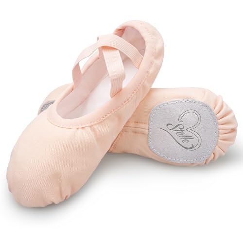Stelle Ballet Shoes for Women Highly Stretch Canvas Dance Slipper Yoga Shoes for Girls/Adults(Ballet Pink-1,6MW)
