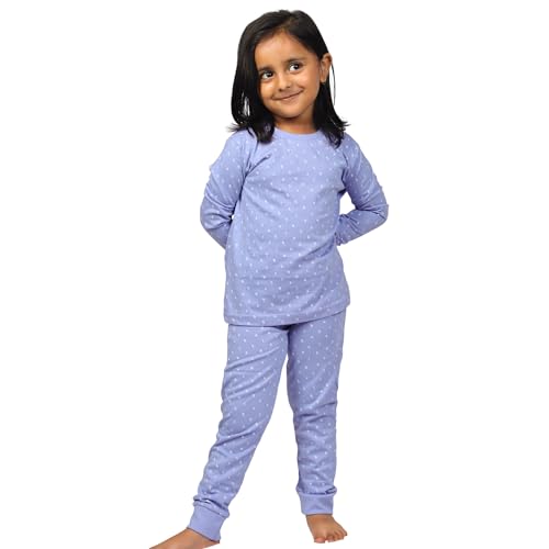 Image of Hestia | H.NSG.N.1 | Kids Girls Nightwear | Sleepwear | Cotton |Trouser Full Sleeves Tshirt | Elastic Waist |Night Dress with Pyjama Tshirts for Girls|All Over Horse Printed |Blue Color 4-6Yrs |Set 1