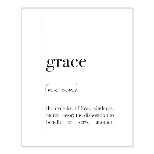 Grace Definition Wall Art | Black and White Positive Word