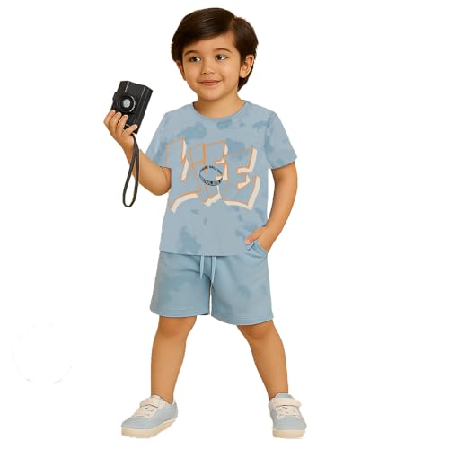 Image of Kidbea Kids Cotton T-Shirt and Shorts Set | Soft Breathable Co-Ord Outfit for Boys | Trendy & Stylish Summer Wear | Boys Clothing Set