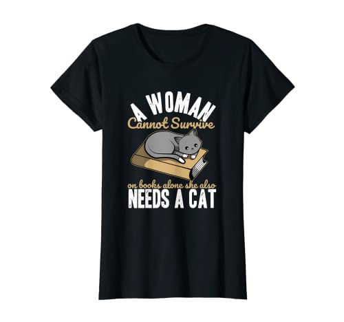 Women Book Lover Books Cats Funny Reading Saying for Her Camiseta