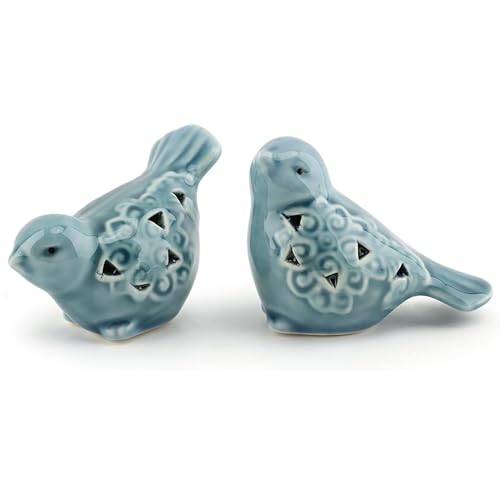 Set de 2 Figuras Decorativas de Pájaro de Cerámica miniatura 7