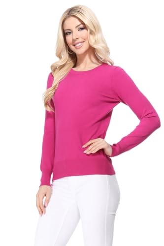 Image of YEMAK Women's Knit Sweater Pullover - Long Sleeve Crewneck Basic Classic Casual Knitted Soft Lightweight T-Shirt Top