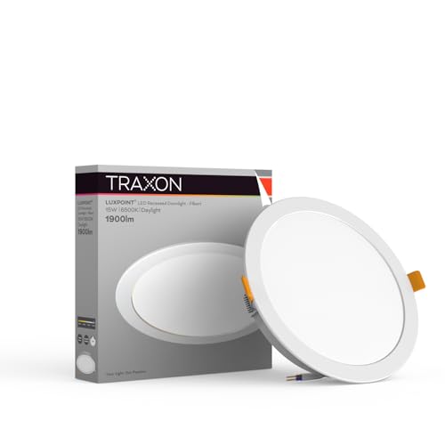 TRAXON LUXPOINT® Placa downlight LED - Filbert Circular 15W Luz Fría 6500K 1500Lm PS techo Empotrable Driver integrado, Corte techo Ø145-150mm IP20 interior (Luz Fría 6500K, Pack 2 und 15W)
