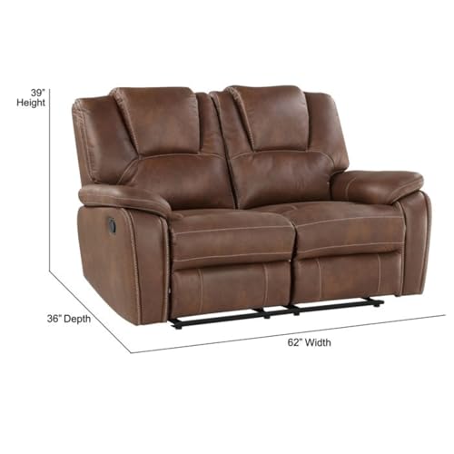 Image of Torque - Alfex 2 Seater Leatherette Manual Recliner | Recliner Sofa /Chair for Living Room, Bedroom, Office | 1 Year Warranty - Brown